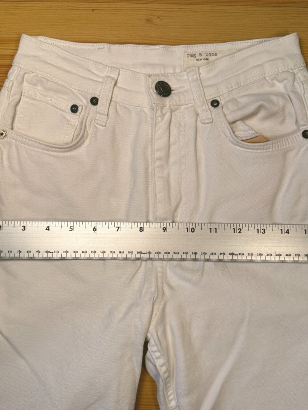 Rag & Bone Women's Size 25 White Wide-Leg Denim Jeans Frayed Hem High Rise - Picture 10 of 16
